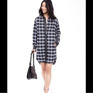 Banana republic flannel and faux leather dress